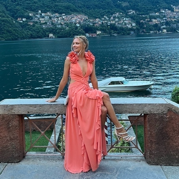 Patbo FLUTTER SLEEVE MAXI DRESS PEACH COLOR SIZE 0 - Picture 5 of 5